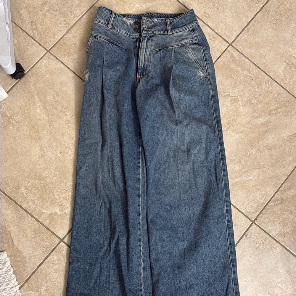 Stylish Blue Wide Leg Women's Jeans